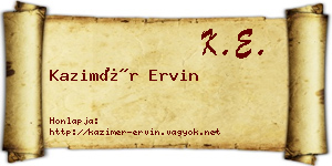 Kazimér Ervin névjegykártya