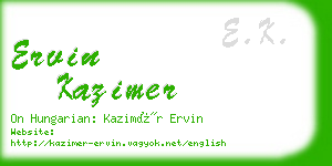 ervin kazimer business card